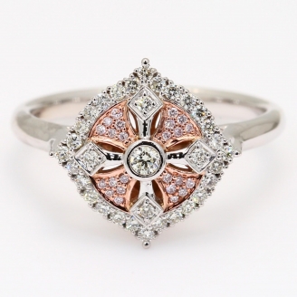 Marietta Argyle pink and white diamond cross ring