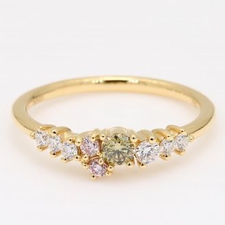 Spectra green and Argyle pink diamond cluster ring