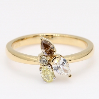 Rita pear oval and round-cut rainbow diamond ring
