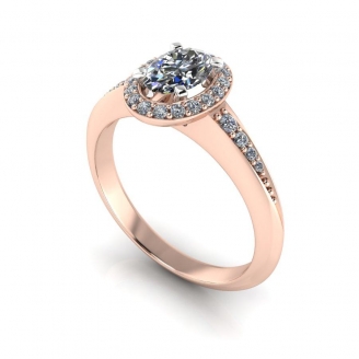 Amorette channel set halo diamond engagement ring