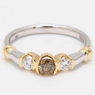 Eyre champagne diamond three-stone ring