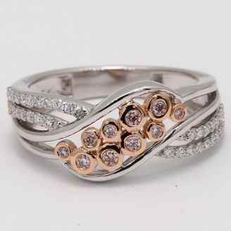 Shimmer Argyle pink and white diamond bubble dress ring
