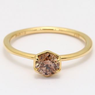 Honey champagne diamond hexagon bezel stackable ring