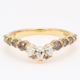 Zenith champagne and white diamond curved ring