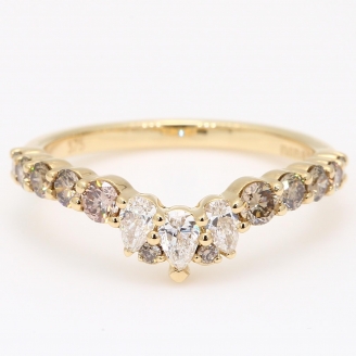 Zenith champagne and white diamond curved ring