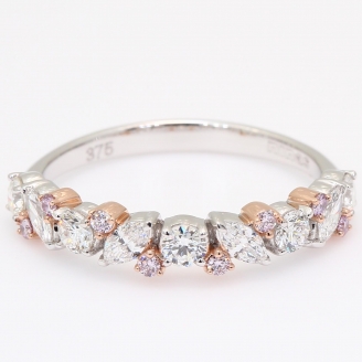 Veil round and marquise-cut fancy purple and white diamond band ring