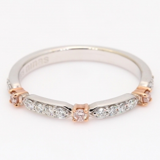 Ternary Argyle light pink champagne and white diamond wedding ring