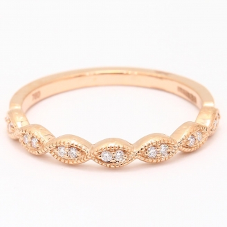 Hepburn White Diamond Art Deco Wedding Band