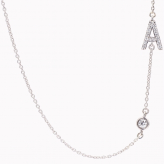 Lexicon A white diamond sterling silver initial necklace