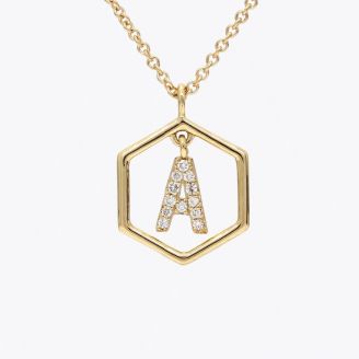 Insignia Icon A white diamond yellow gold initial necklace