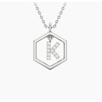 Insignia Icon K white diamond sterling silver initial necklace
