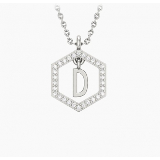 Insignia D white diamond sterling silver initial necklace
