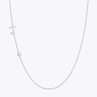 J Lexicon white diamond sterling silver initial necklace