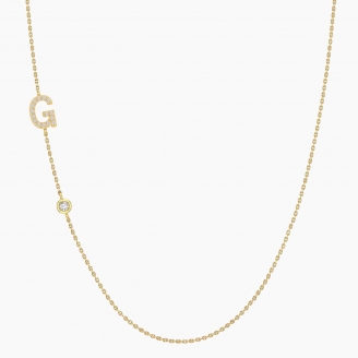 G Lexicon white diamond sterling silver initial necklace