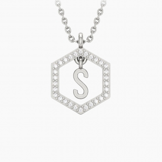 Insignia C white diamond sterling silver initial necklace