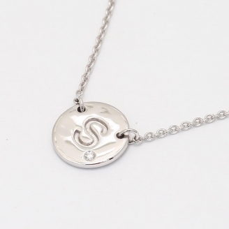 Signature white diamond S initial necklace