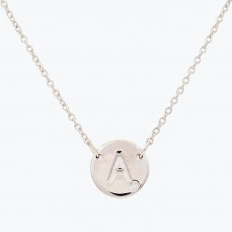 Signature white diamond A initial necklace