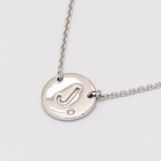 Signature white diamond J initial necklace