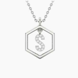 Insignia Icon S white diamond sterling silver initial necklace