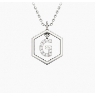 Insignia Icon G white diamond sterling silver initial necklace