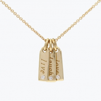 Affirmation live laugh love white diamond necklace
