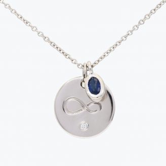 Eternal blue sapphire and white diamond necklace