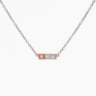 Manila Argyle light pink champagne and white diamond bar necklace