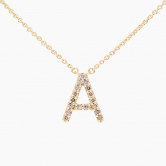Love Letter A champagne diamond necklace