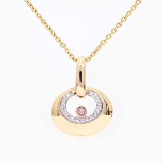 Crescent Argyle pink and white diamond pendant