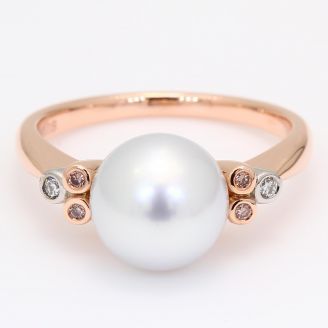 Elsa white South Sea pearl and Argyle pink diamond ring
