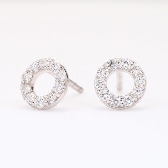 NXT Flight white diamond circle stud earrings