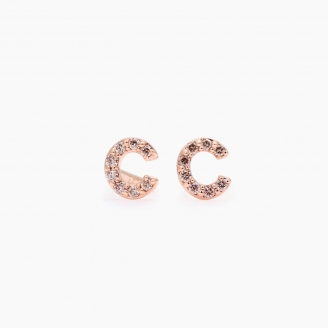 Love Letter C Argyle intense pink champagne diamond stud earrings