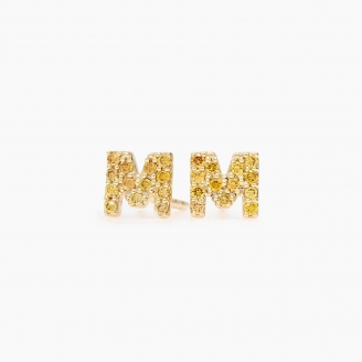 Love Letter M initial fancy orange diamond stud earrings