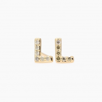 Love Letter L initial fancy green diamond stud earrings
