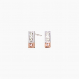 Manila Argyle light pink champagne and white diamond bar earrings