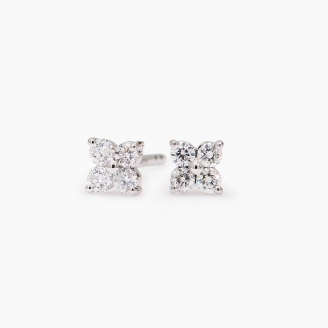 Flora white diamond flower stud earrings