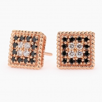 Kazimir black and white diamond square stud earrings