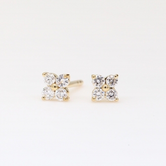 Flora white diamond flower stud earrings