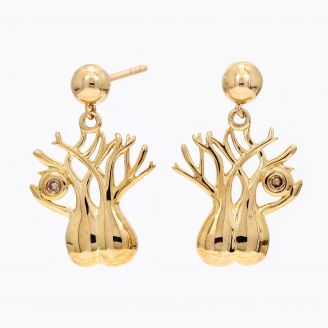 Twin Boab champagne diamond stud earrings