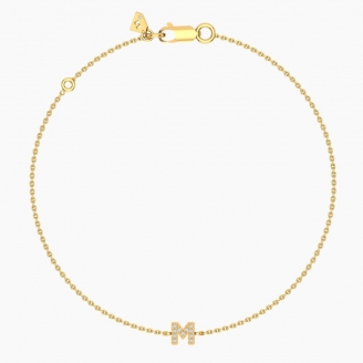 Lexicon white diamond M initial bracelet