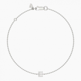 Lexicon white diamond E initial bracelet