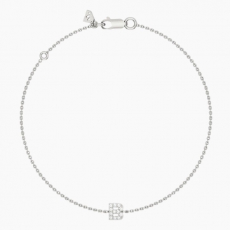 Lexicon white diamond B initial bracelet