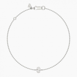 Lexicon white diamond S initial bracelet