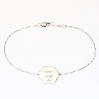 I Can affirmation white diamond medallion bracelet