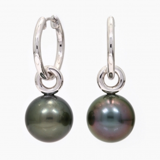 Caledonia black Tahitian pearl detachable huggie earrings