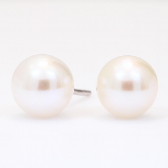 Abilene 8-9mm white fresh water pearl stud earrings