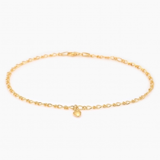 Othello 25cm oval figaro heart charm anklet