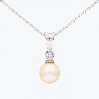 NXT Belize white fresh water pearl and white diamond necklace