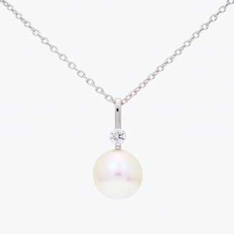 NXT Caspian white fresh water pearl and white diamond necklace