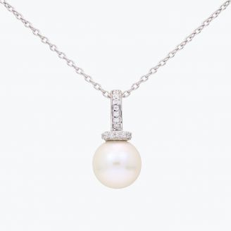NXT Bonaire white fresh water pearl and white diamond necklace